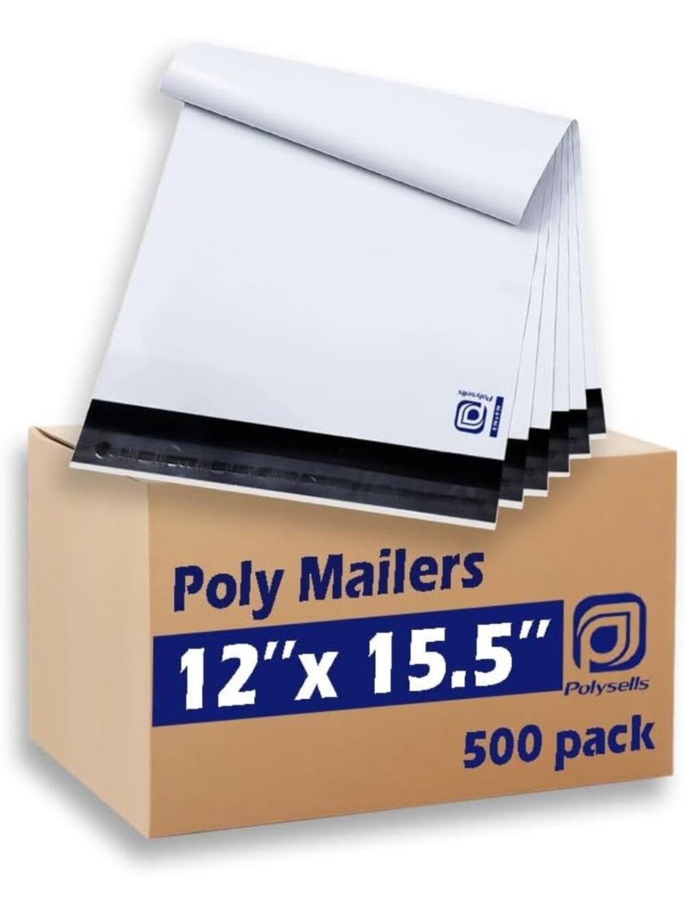 500 Pcs White Poly Mailers 12x15.5" - Waterproof, Tear-Resistant Shipping Bags